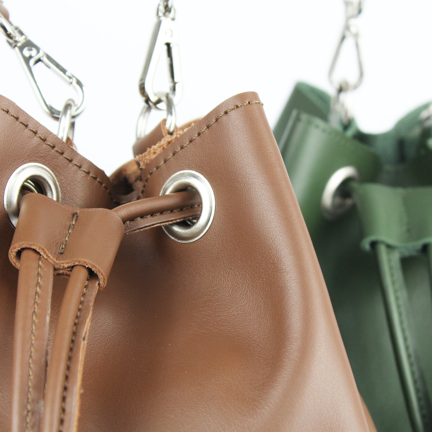 Borsa secchiello Cheope - stampa liscia marrone