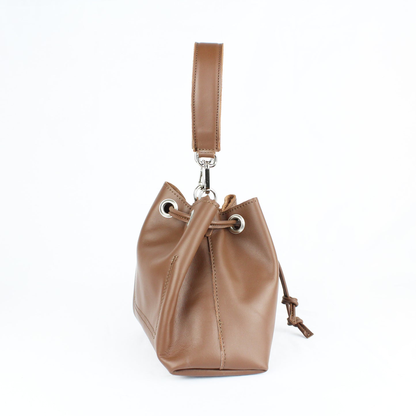 Borsa secchiello Cheope - stampa liscia marrone
