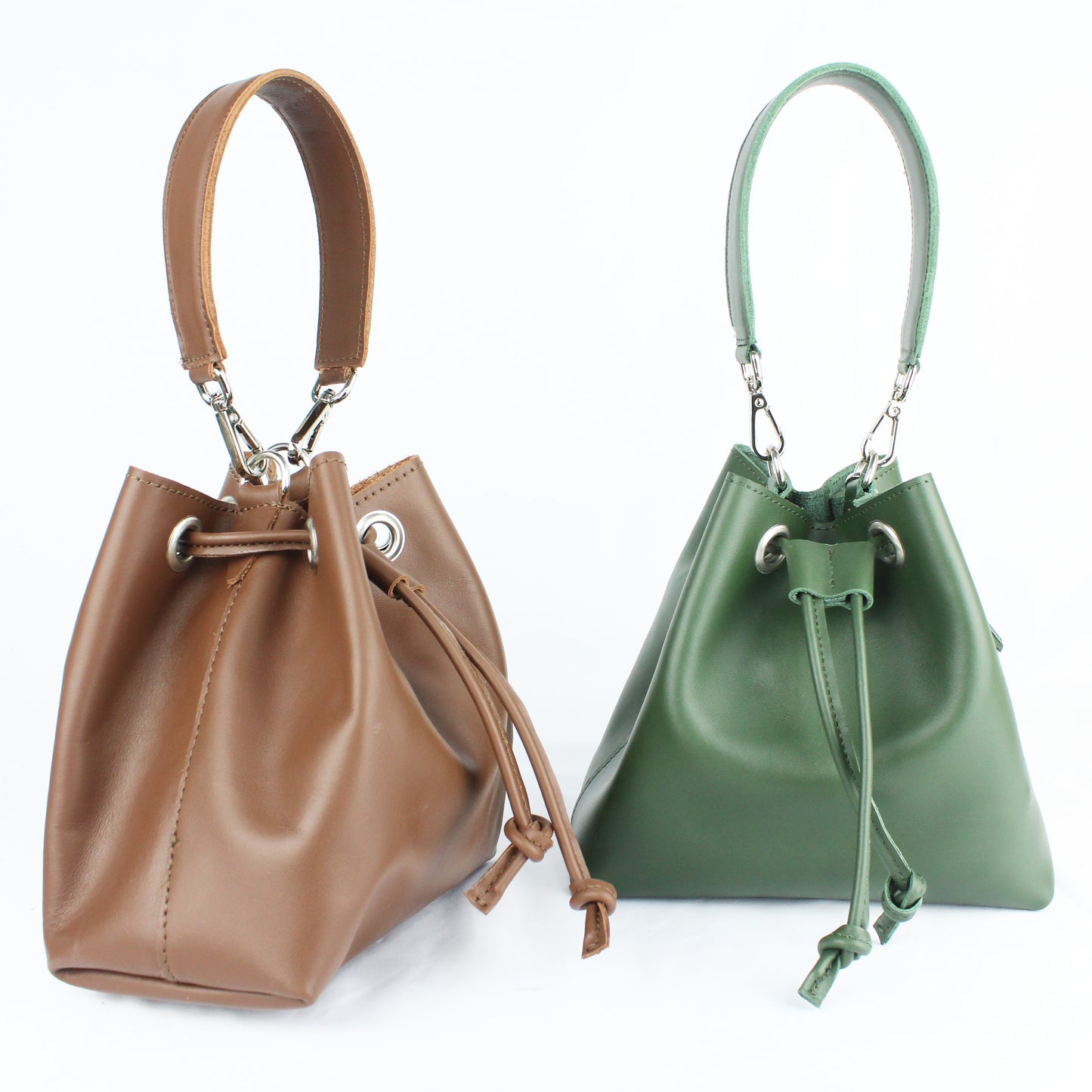 Borsa secchiello Cheope - stampa liscia marrone