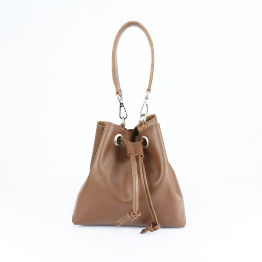 Borsa secchiello Cheope - stampa liscia marrone