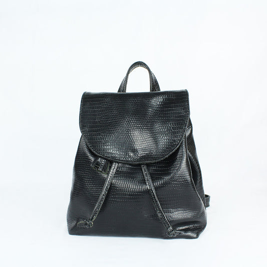 Zainetto in pelle nero stampato